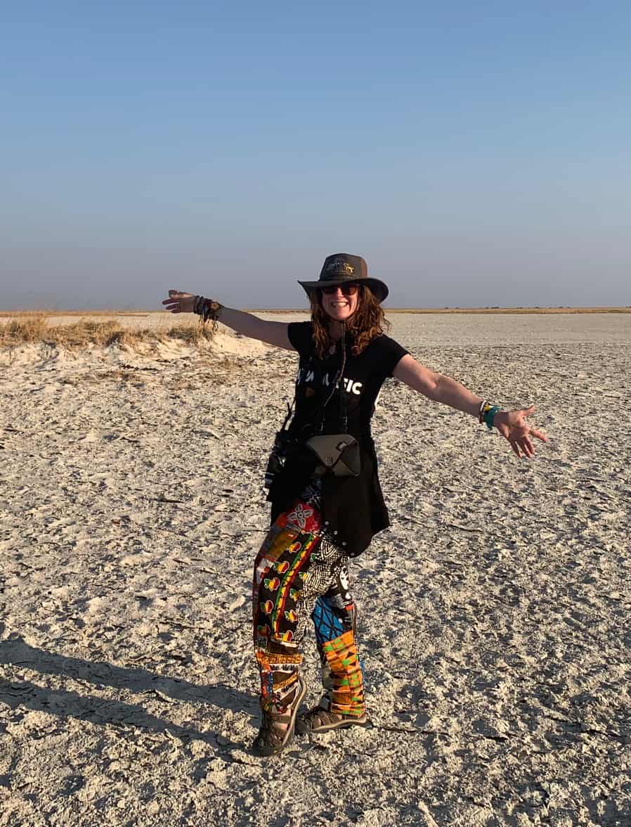 Heather Markel in the desert in Africa