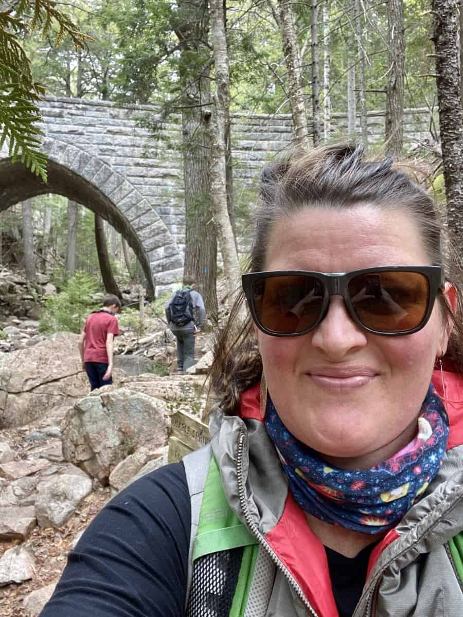 Celeste Orr hiking with her sons